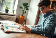 estudiante organizando su hábito estudio en una computadora